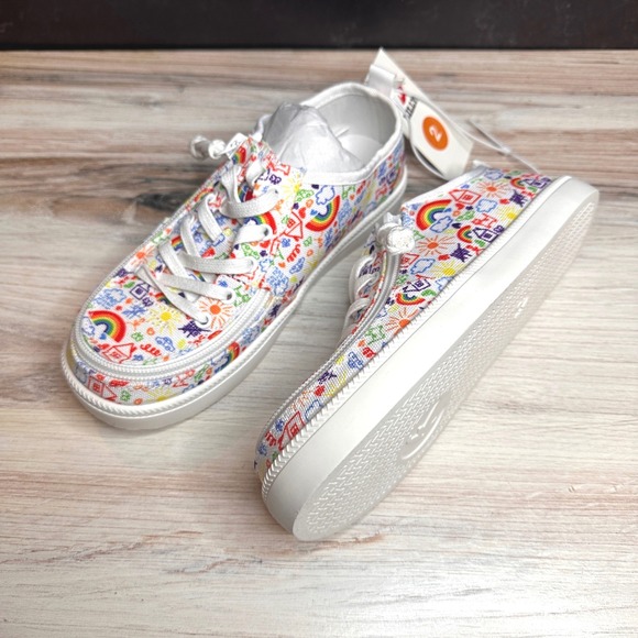 Billy Kids Doodle Low Top Rainbow Dream Canvas Sneakers Sz 2 Zip Unisex - Picture 3 of 10
